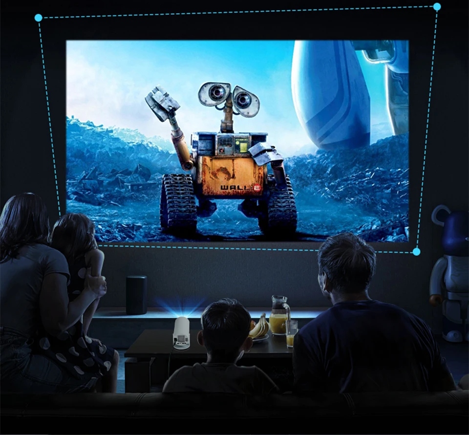 PROJEKTOR RZUTNIK ANDROID TV WIFI FULL HD PRZENOŚNY SMART GŁOŚNIK OBROTOWY Wbudowane głośniki tak