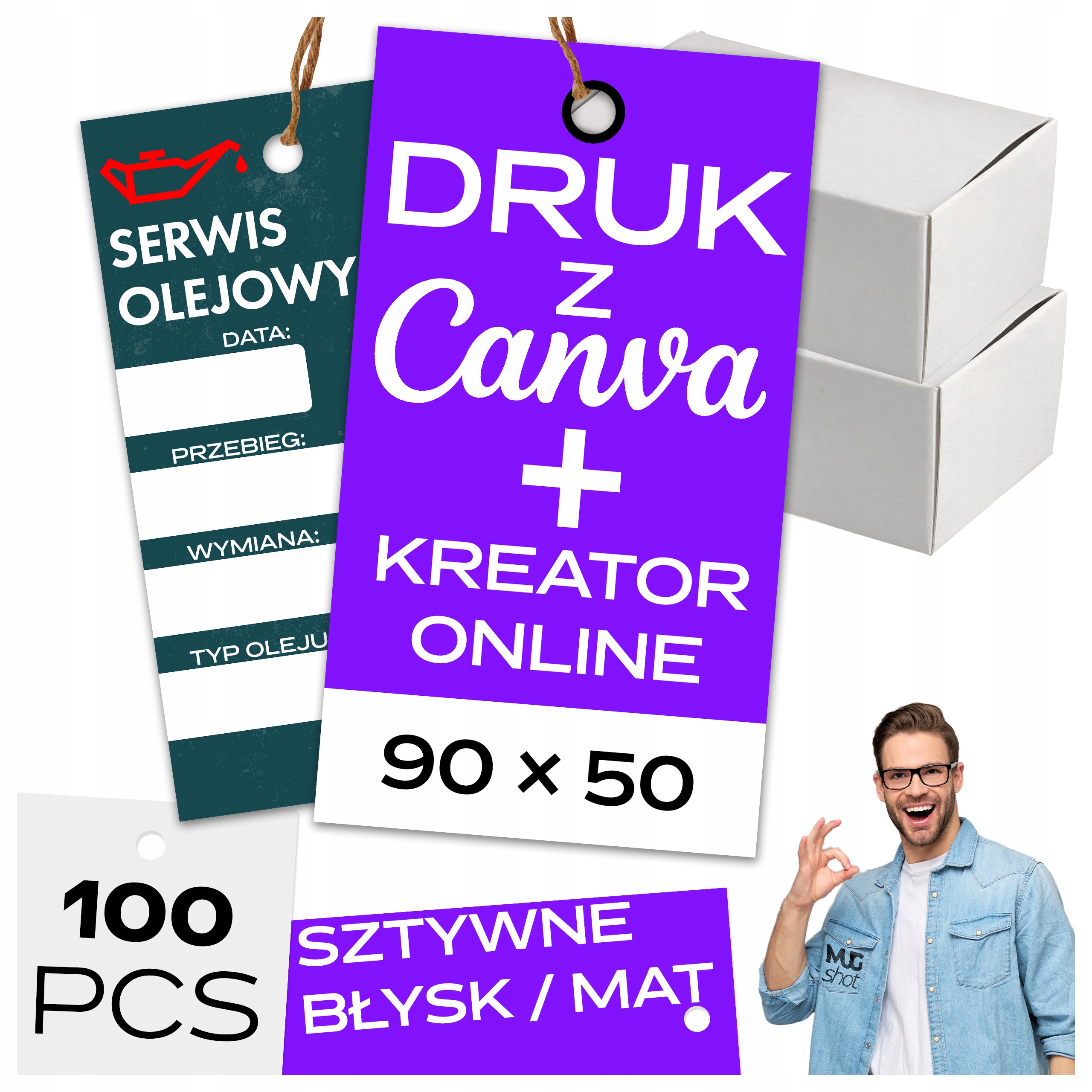 Zawieszki serwisowe zawieszka wymiana oleju filtrów 100 szt serwis etykiety