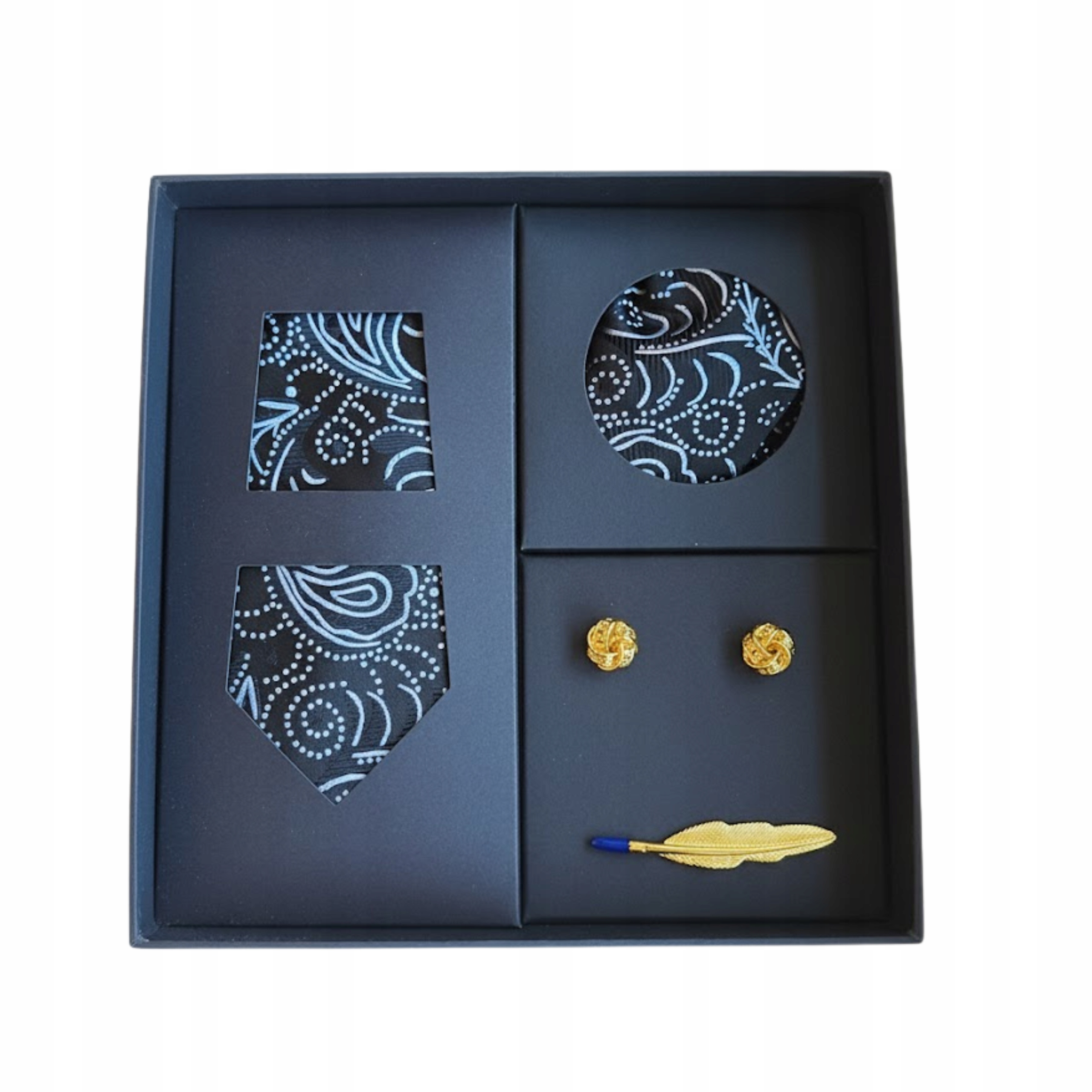 Dárková Sada Pánská Kravata Kapesníček Sponky Do Obleku Elegantní A Módní