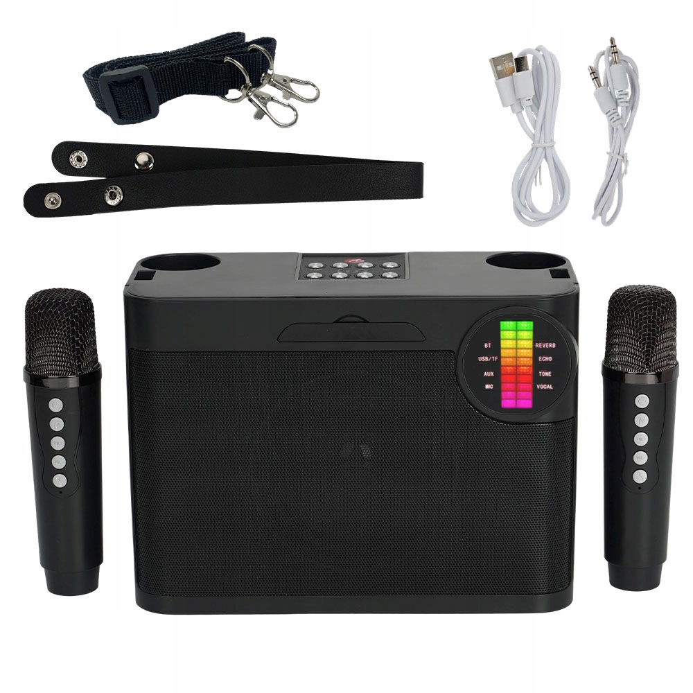 Karaoke Sada Se 2 Mikrofony, Reproduktor Bluetooth 10W, 5 Efektů Led Světla