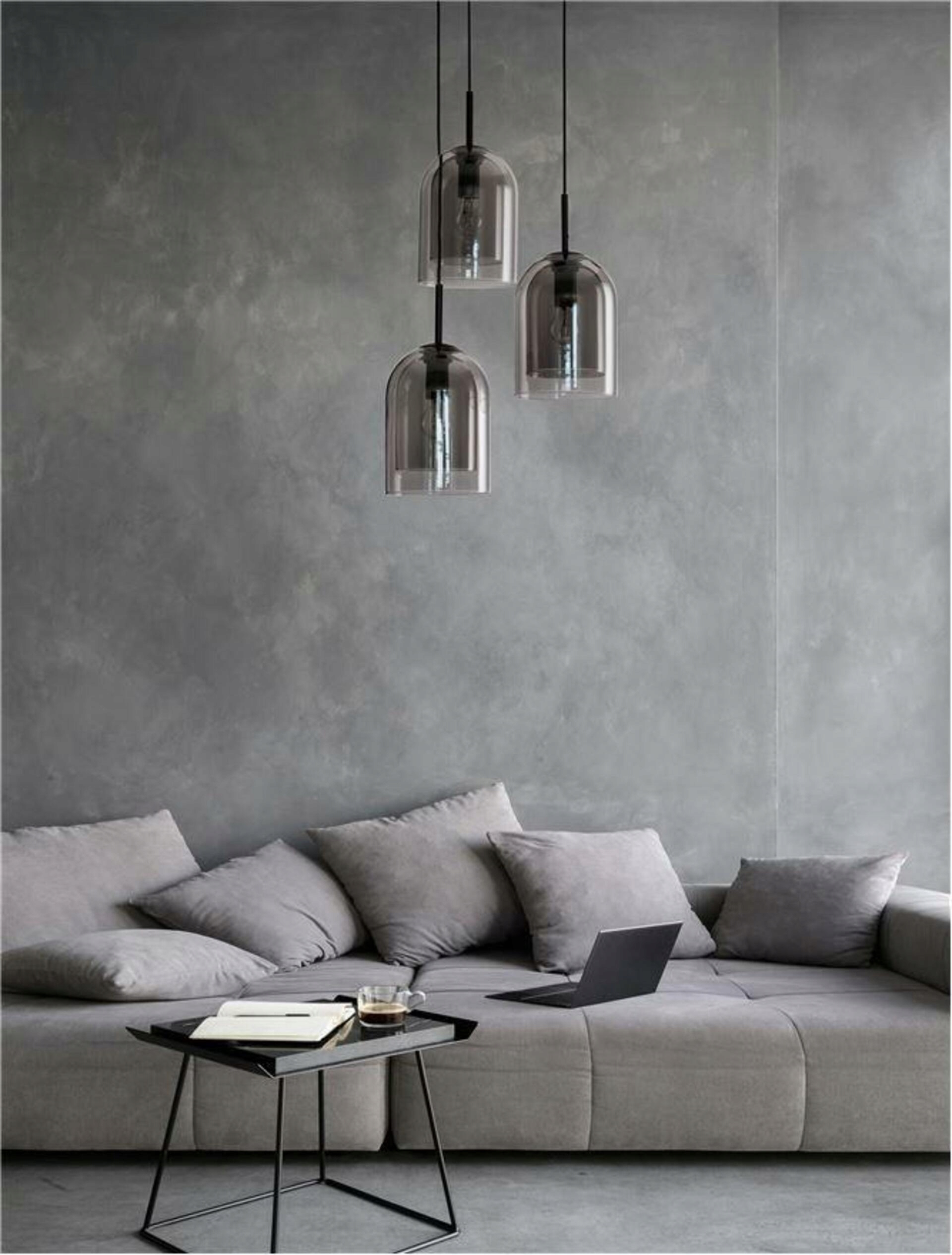 Nova Luce závesné svietidlo Velor dvojvrstvové dymové sklo čierny kábel čierna