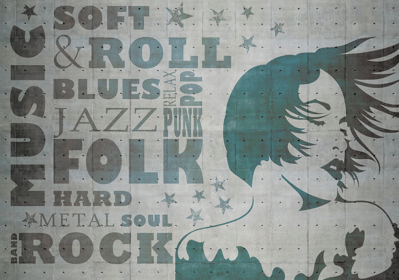 Fototapeta vlies Hudobný profil Rock Pop Jazz Šedá Štýl 350x250 lepidlo
