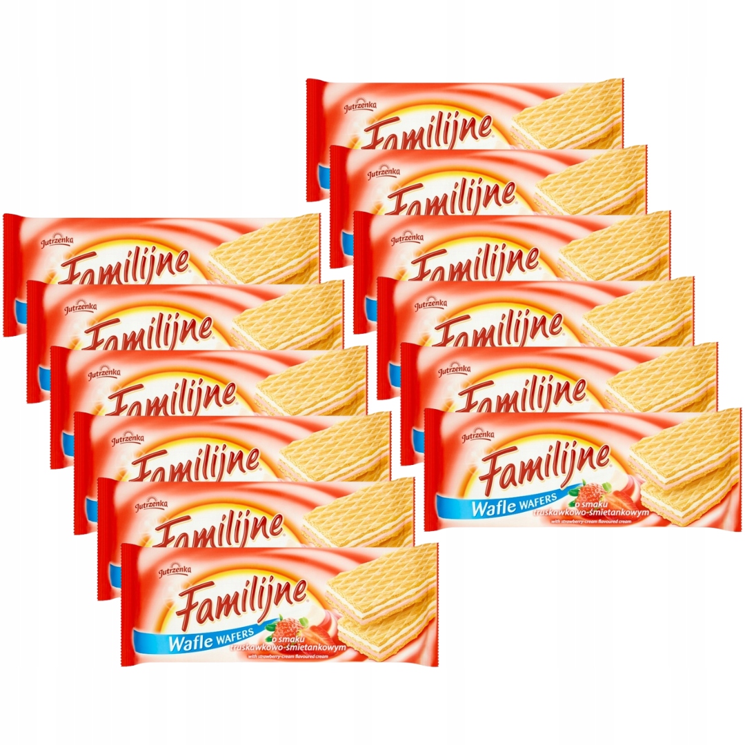 Levně Rodinné oplatky s jahodovo-smetanovou příchutí 180 g x 12 kusů