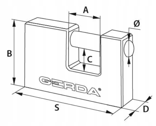 Kłódka GERDA Żeliwna 90 Trzpieniowa Antywłamaniowa Rodzaj kłódki Na klucz