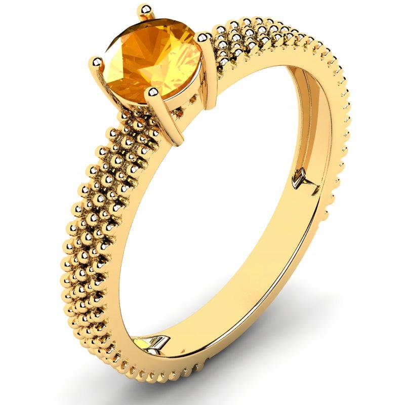 

Pierścionek Złoty Z Pomarańczową Cyrkonią