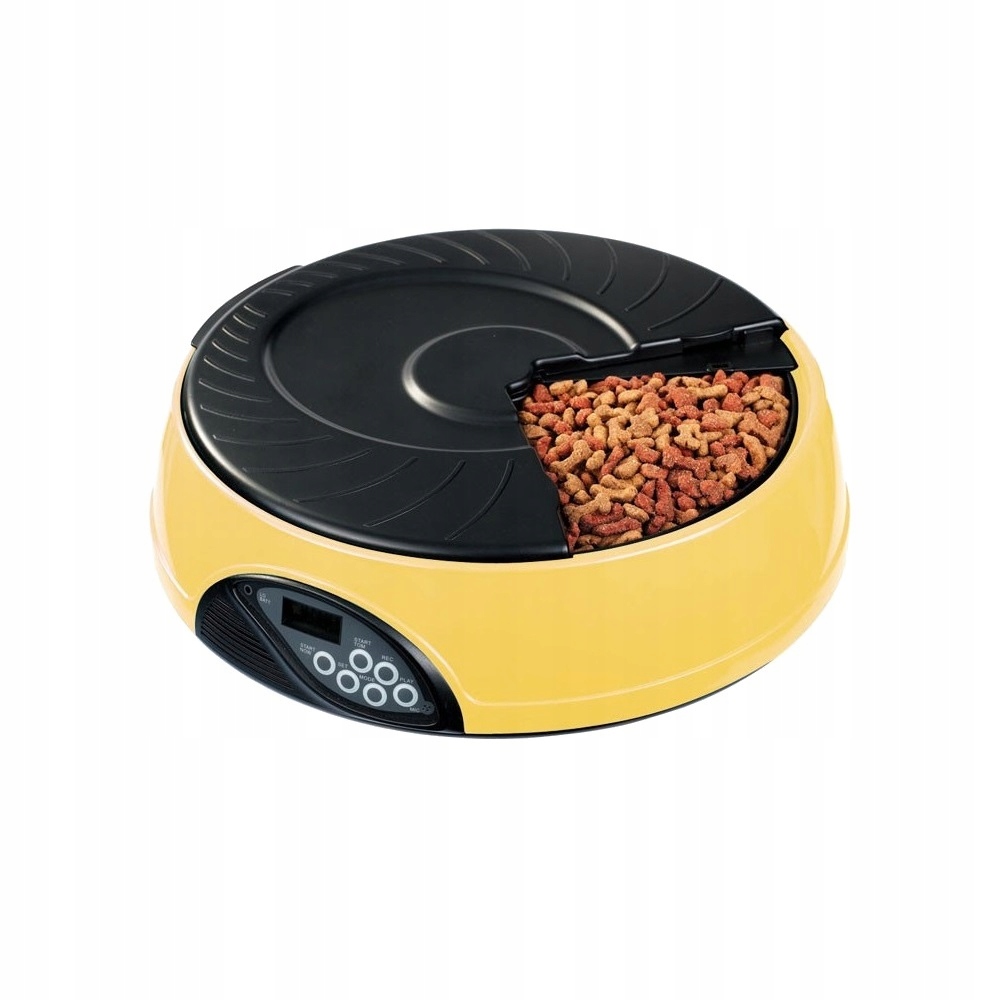 Automatyczna miska podajnik do karmy 6 dni Żółta