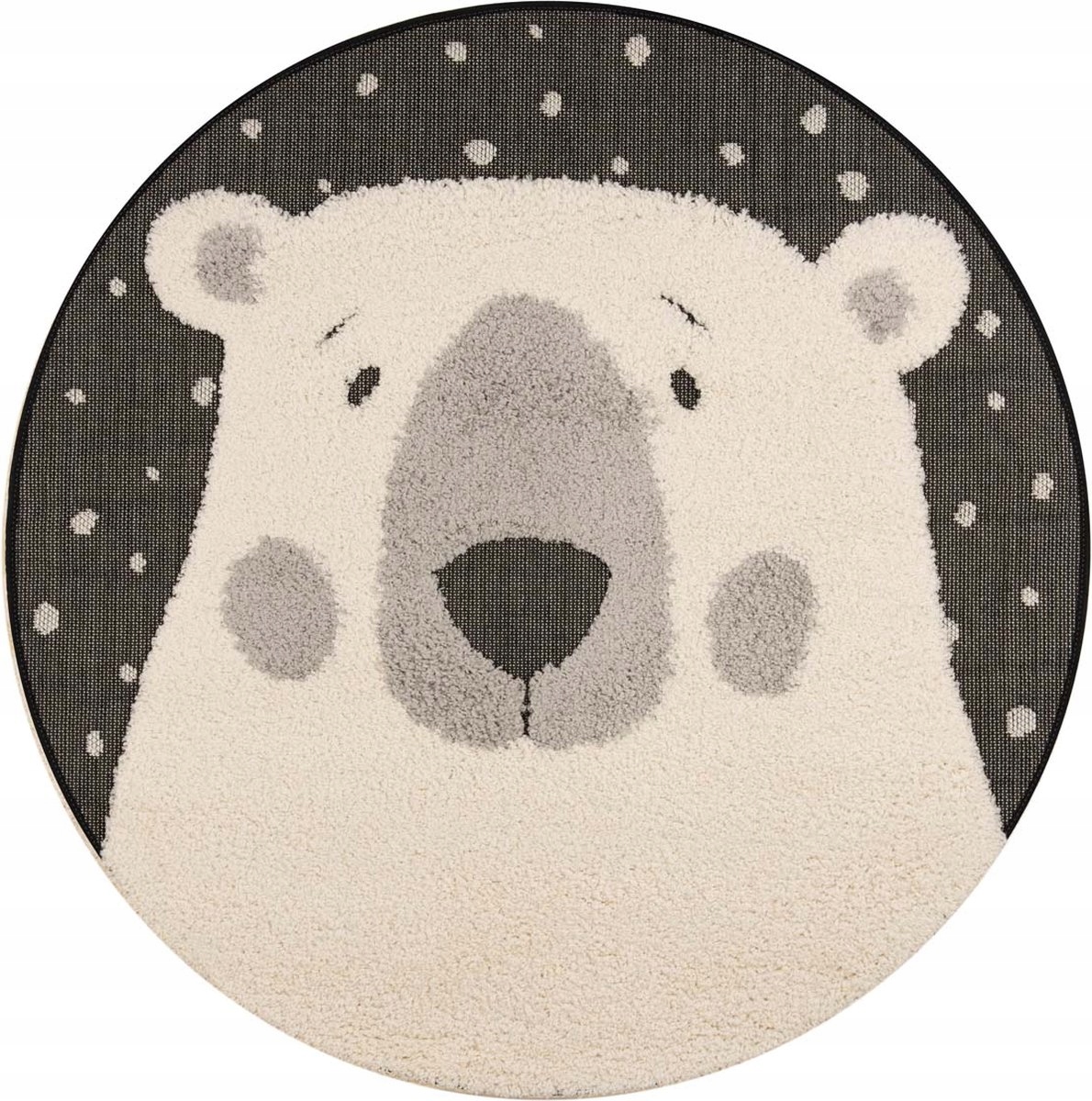 Krémový kulatý měkký koberec pro děti, polární medvídek, kolem 120 cm