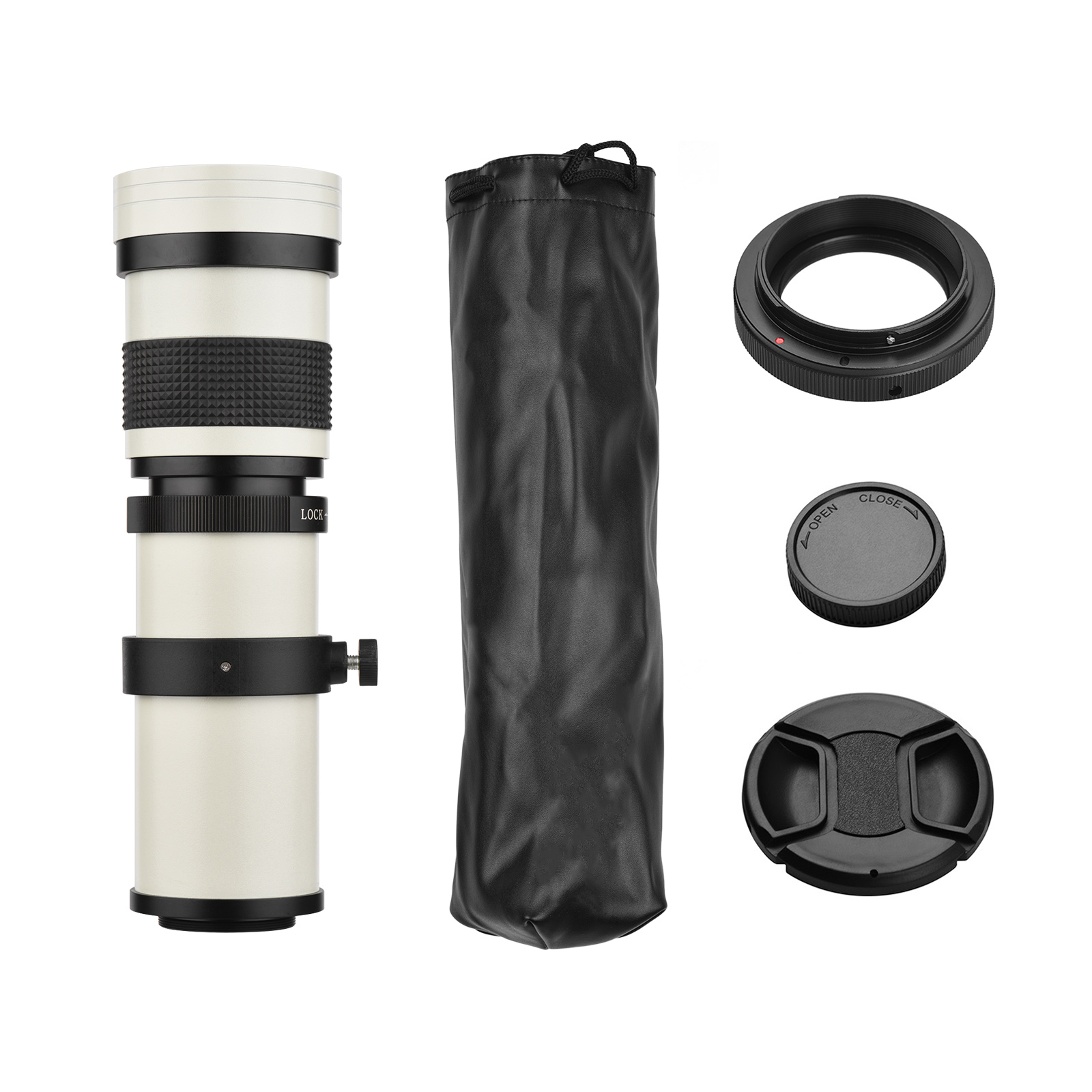 Fotoaparát CL015 teleobjektiv T-Mount adaptér Zestaw do Canon Biały