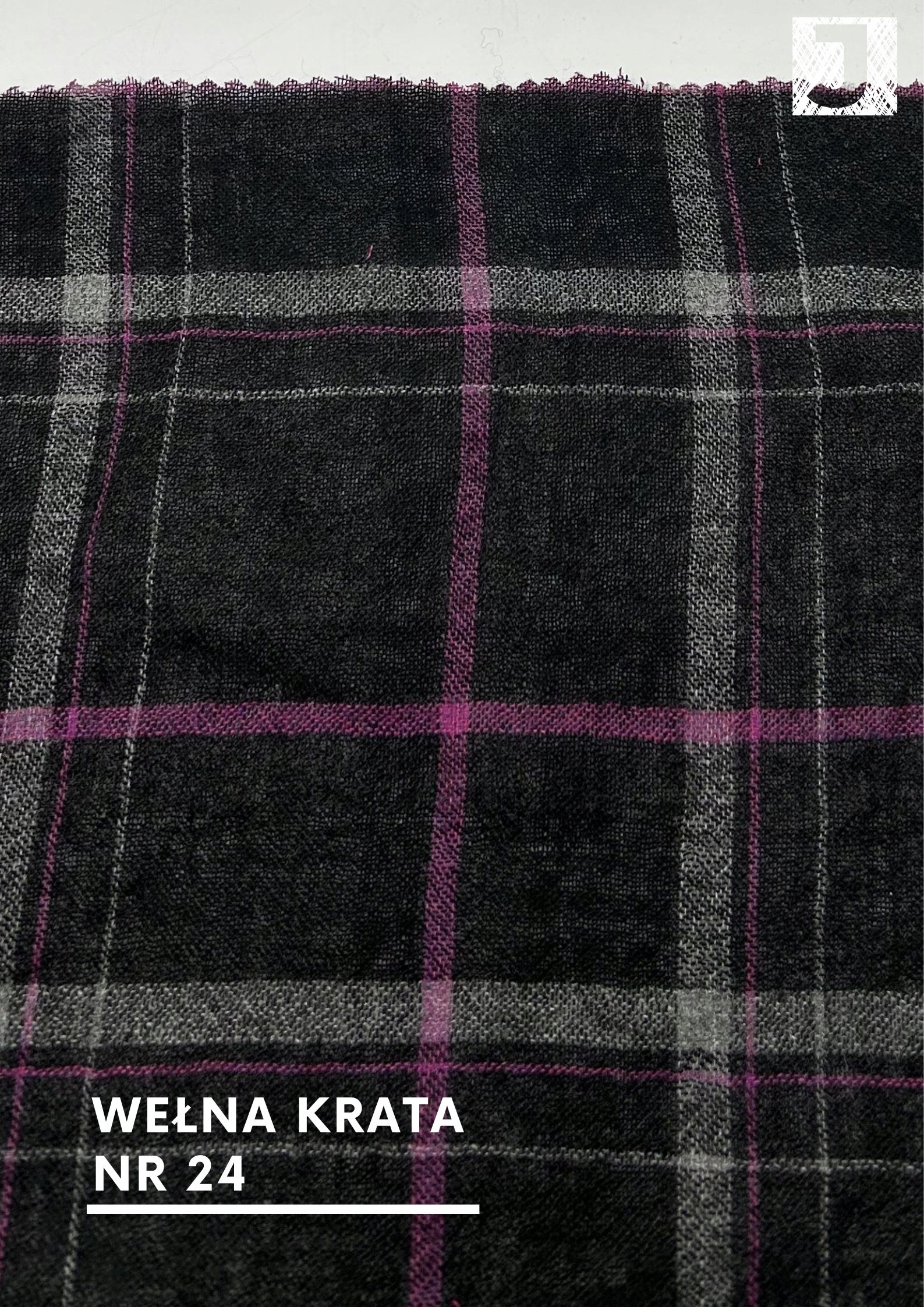 Koszulowa tkanina wiskoza z wełną krata