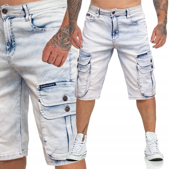 Kraťasy Cipo Baxx Džíny Kapsáče Přetíratelné Elastický materiál