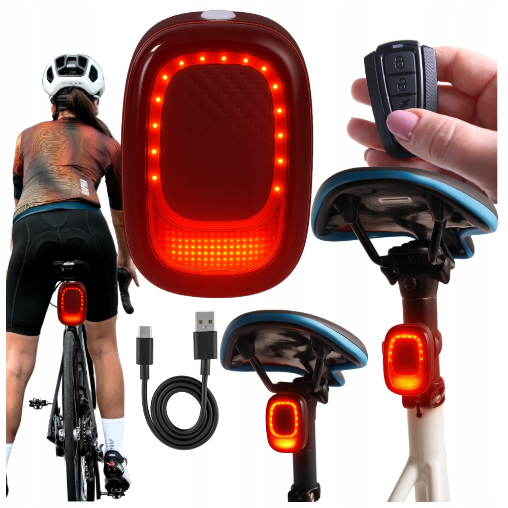 Alarm Zadní Světlo Na Kolo Světlo Stop Hlasitý Zvonek akumulátor 4 režimy