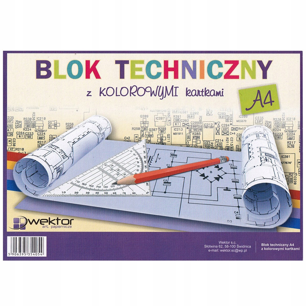 

Blok Techniczny Wektor A4 Kolorowy 8 Kartek