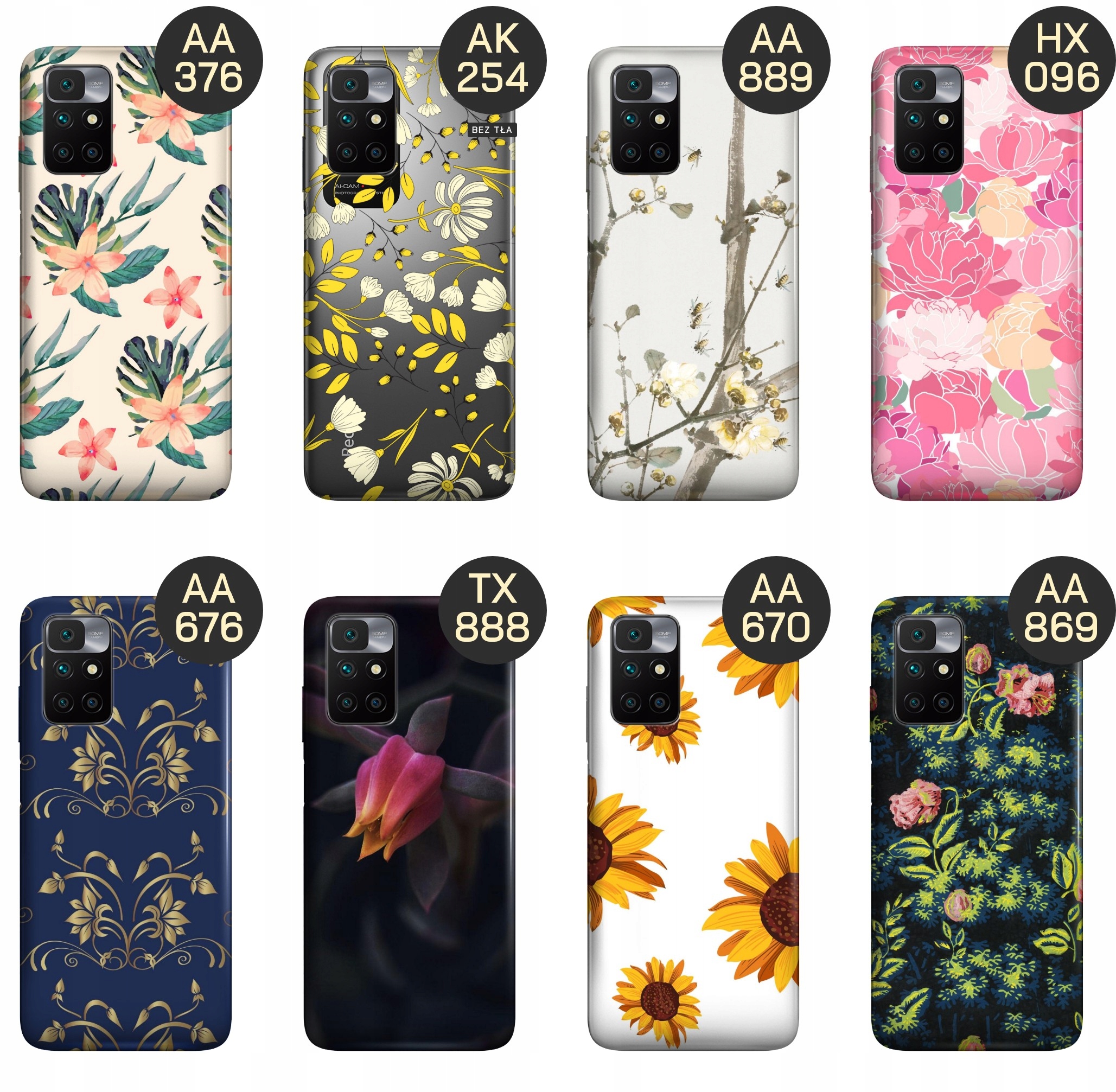 ETUI DO XIAOMI REDMI 10 WZORY KWIATY KWIECISTE FLOWER OBUDOWA POKROWIEC Kolor granatowy