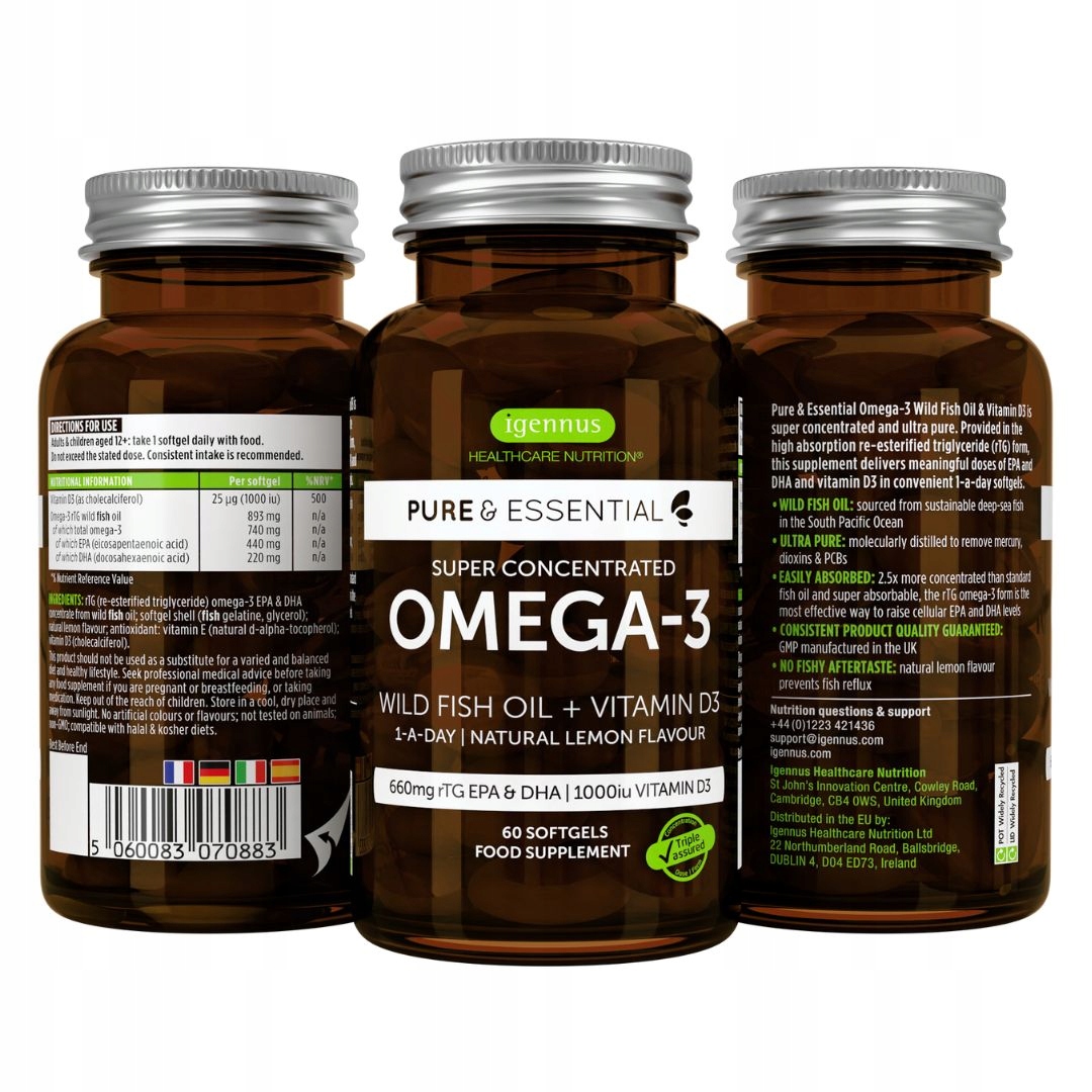 OMEGA 3 EPA DHA 660 mg plus vitamín D3 1000IU Imunita Mozog Srdce
