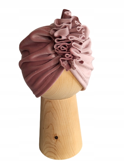 

Czapka Welurowa Turban Welur Brudny Róż 36-39cm