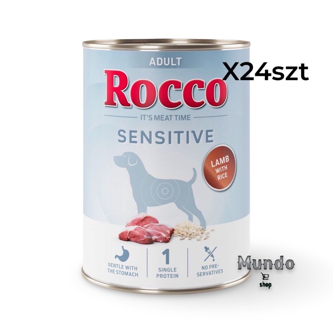 Vlhké krmivo Rocco Sensitive Příchuť jehněčí a rýže 400 g 24 ks