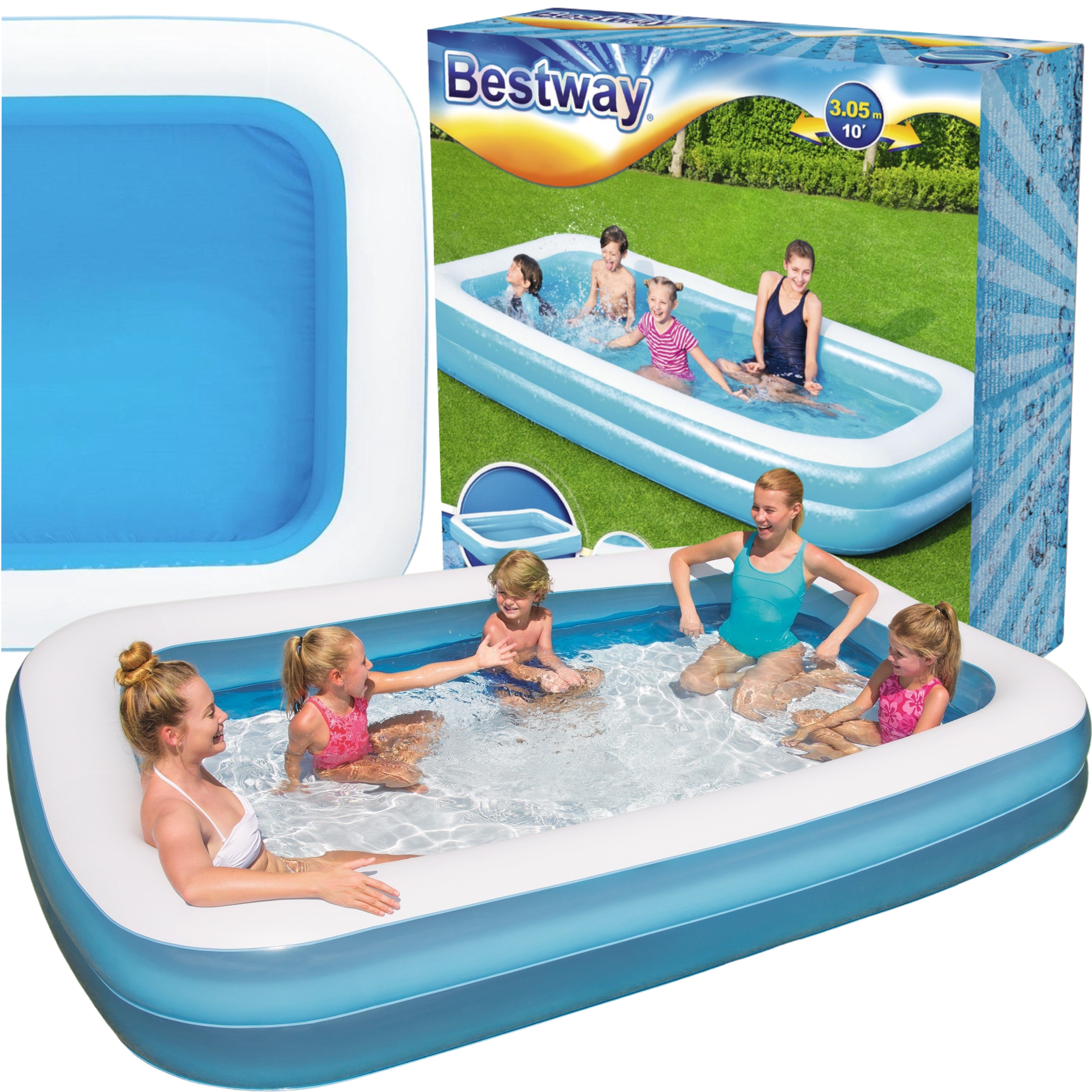 Basen Ogrodowy Dmuchany Duży Prostokątny Bestway 305x183 Zestaw Naprawczy