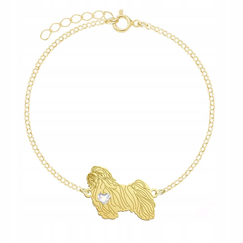 Zlatý náramek se psem Havanský 925 Žena Dedikace Gravírování Bonus