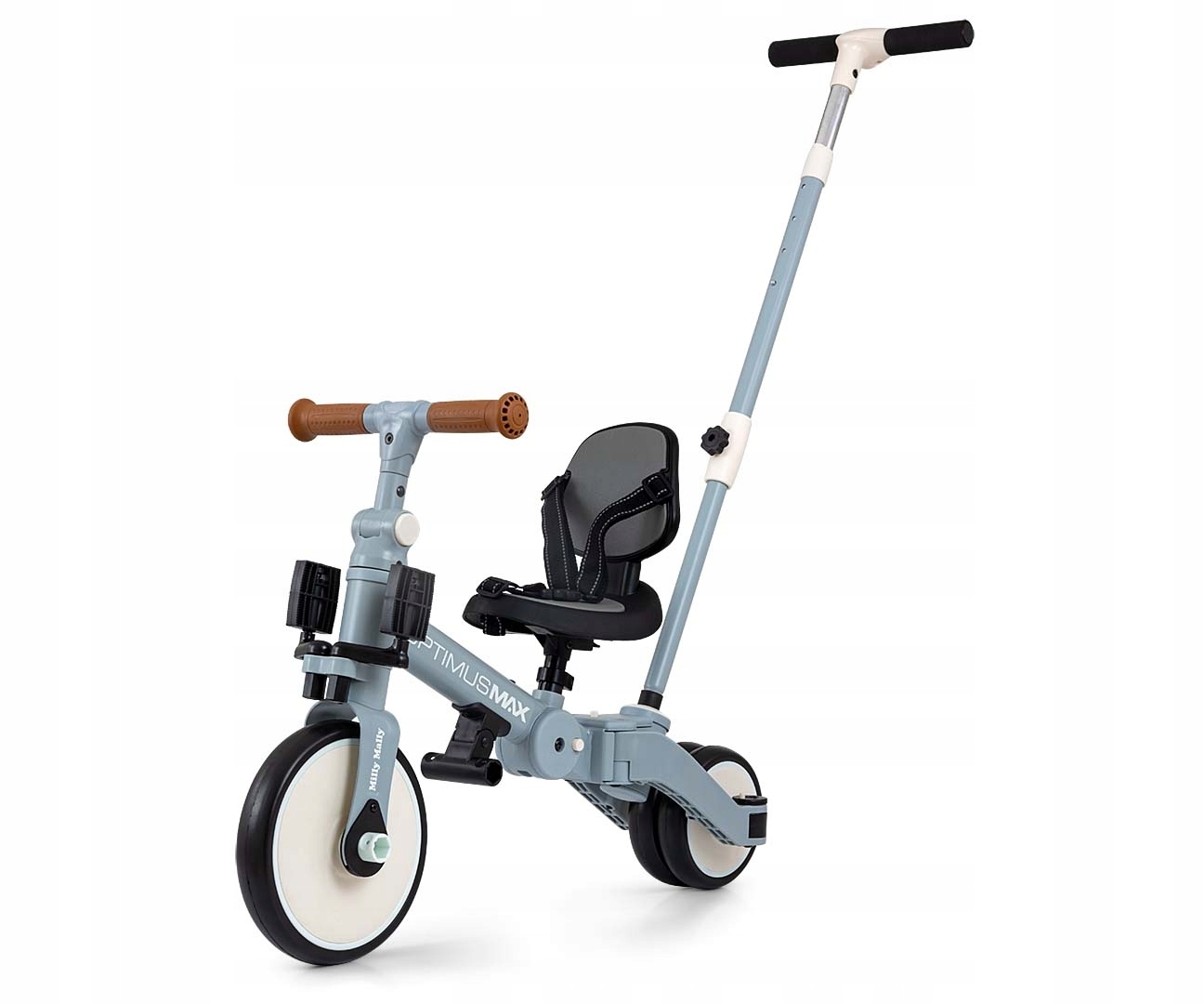 Rowerek trójkołowy Milly Mally Optimus 5w1 Max Denim Stabilny Bezpieczny