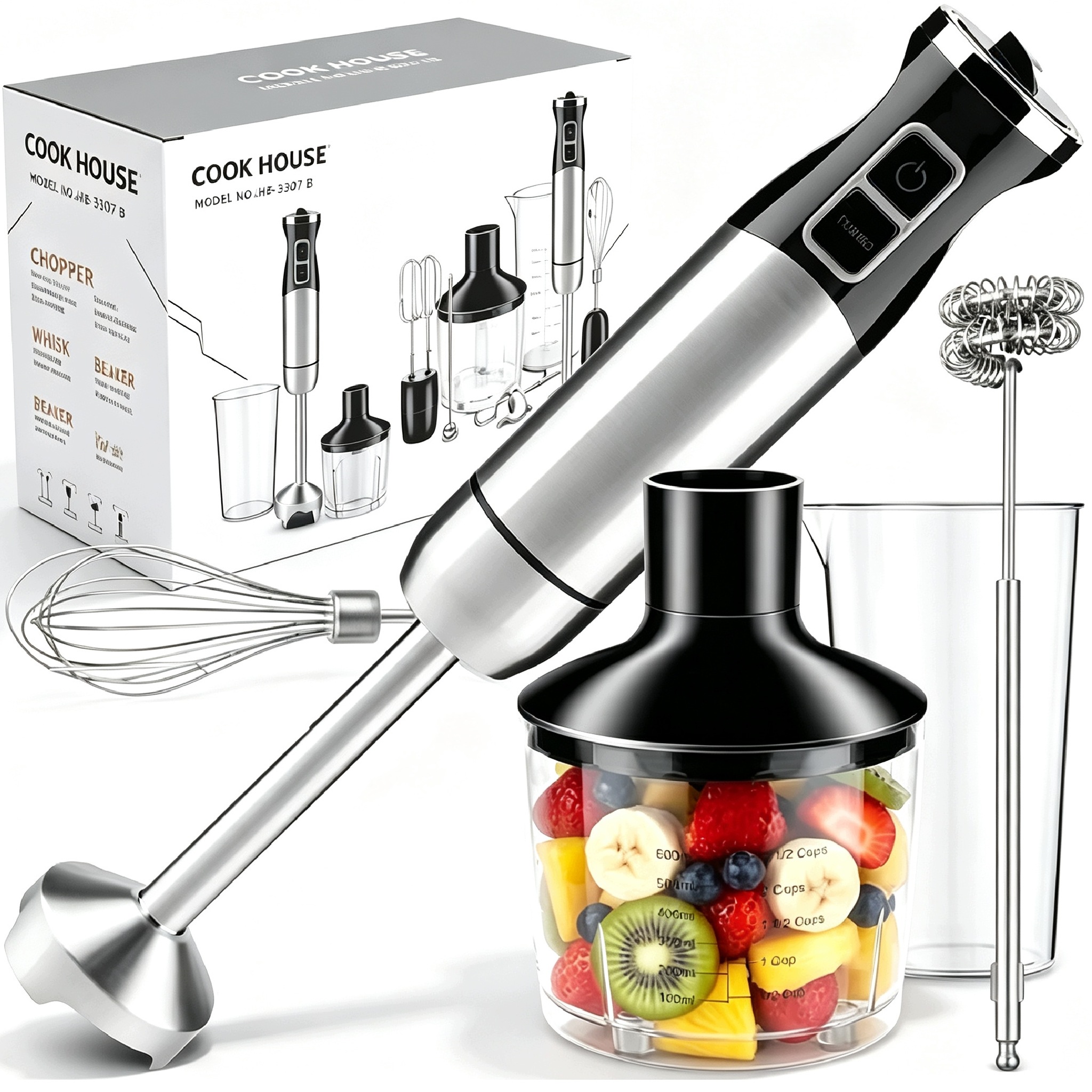 Tyčový Mixér 5 V 1 Na Dětskou Výživu, 1000 W, 21 Rychlostí, Nerezová Ocel