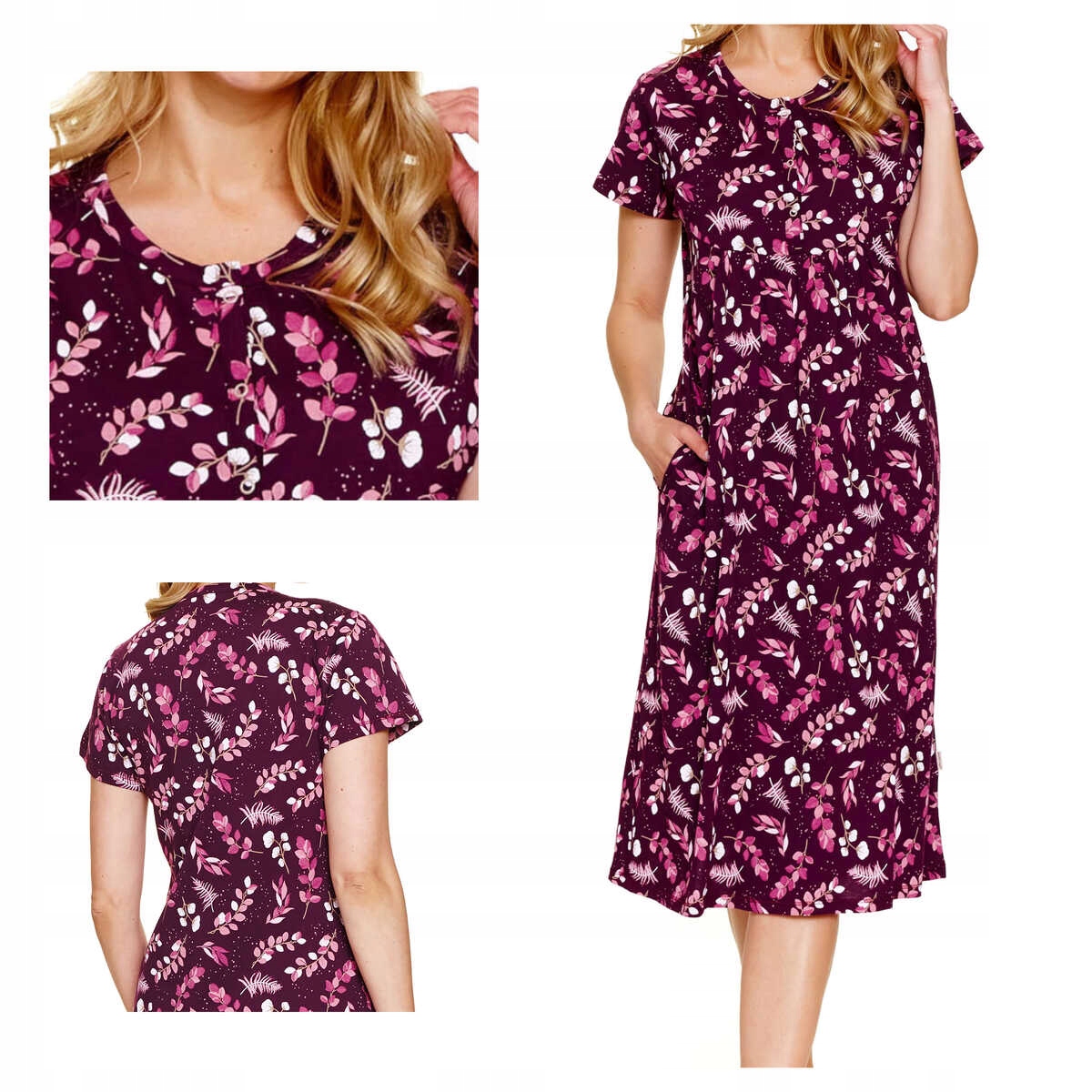 Doctornap Košile noční bavlněná s krátkým rukávem Tm 4119 burgundy M