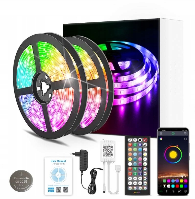

Taśma Led 20M Rgb 5050 Bluetooth Aplikacja Zestaw
