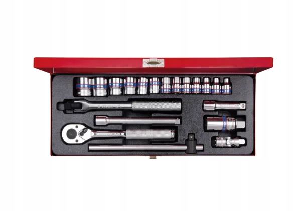 ZESTAW NARZĘDZI 3/8" 20cz. NASADKI KRÓTKIE 12-kąt. 6 - 22mm Z GRZECHOTKĄ I