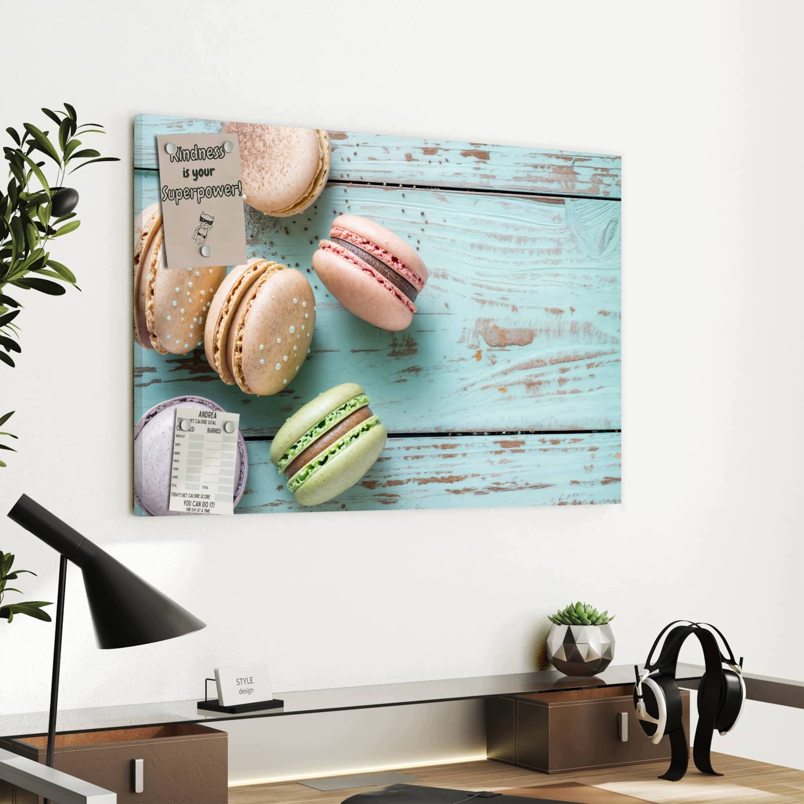 Magnetická tabule Makronky Dřevo 60 × 40 cm