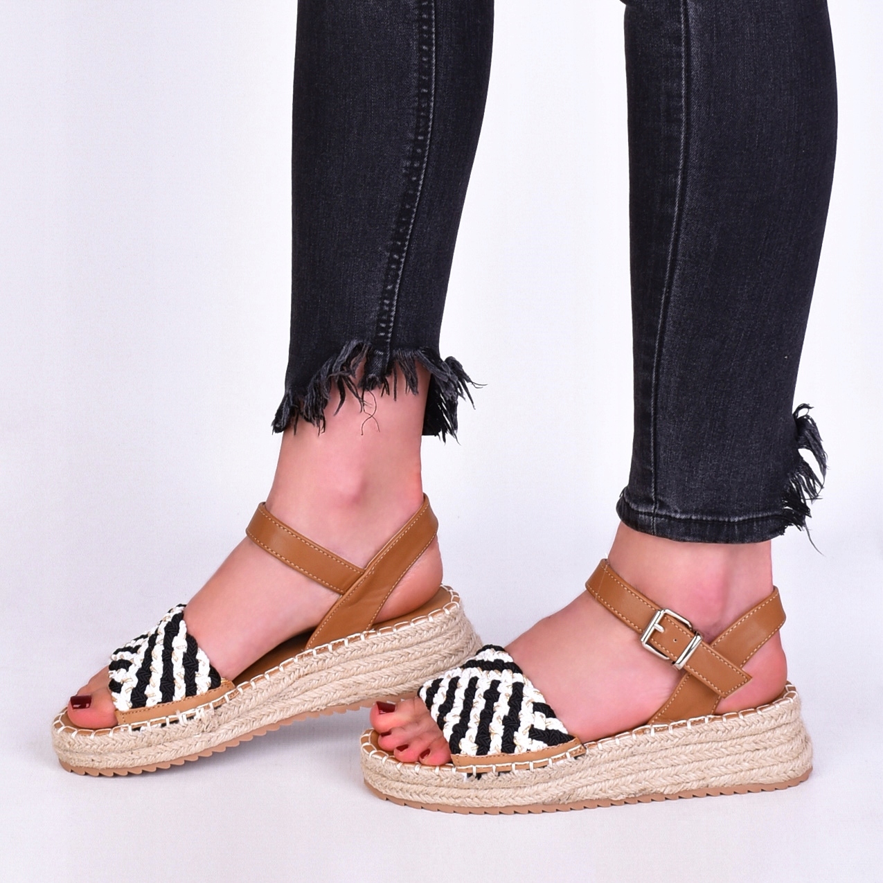 ESPADRYLE DAMSKIE SANDAŁY NA SŁOMCE PLATFORMA Długość wkładki 25 cm