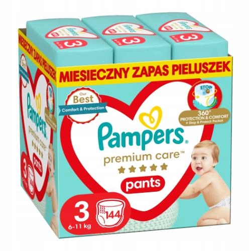 Pampers Premium Care Pieluchomajtki rozmiar 3, 6-11kg 144 sztuk