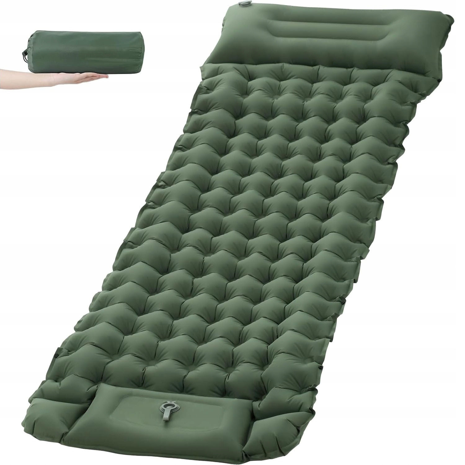 Bedee Maty Samopompująca Się Karimata Z Poduszką 200x70x10cm Zielony-Szary