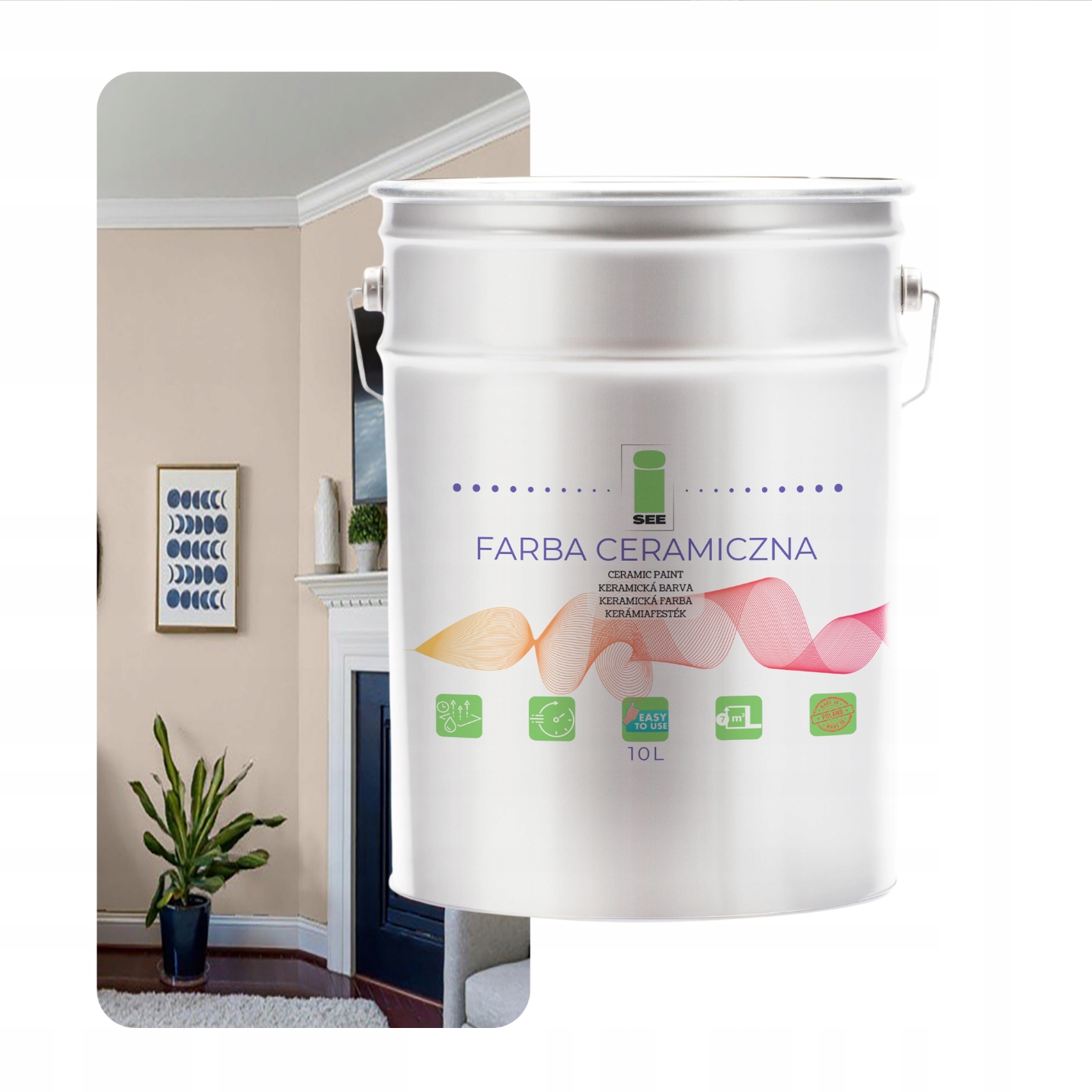 Keramická Umývateľná Stenová Farba Na Steny Béžová Teplá 10 L Odolná Voči Škvrnám