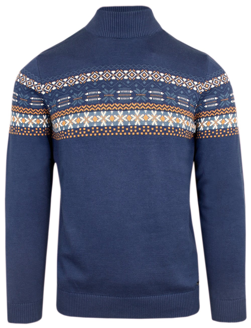 Bavlněný pologolf s norským vzorem – modrý – XXL