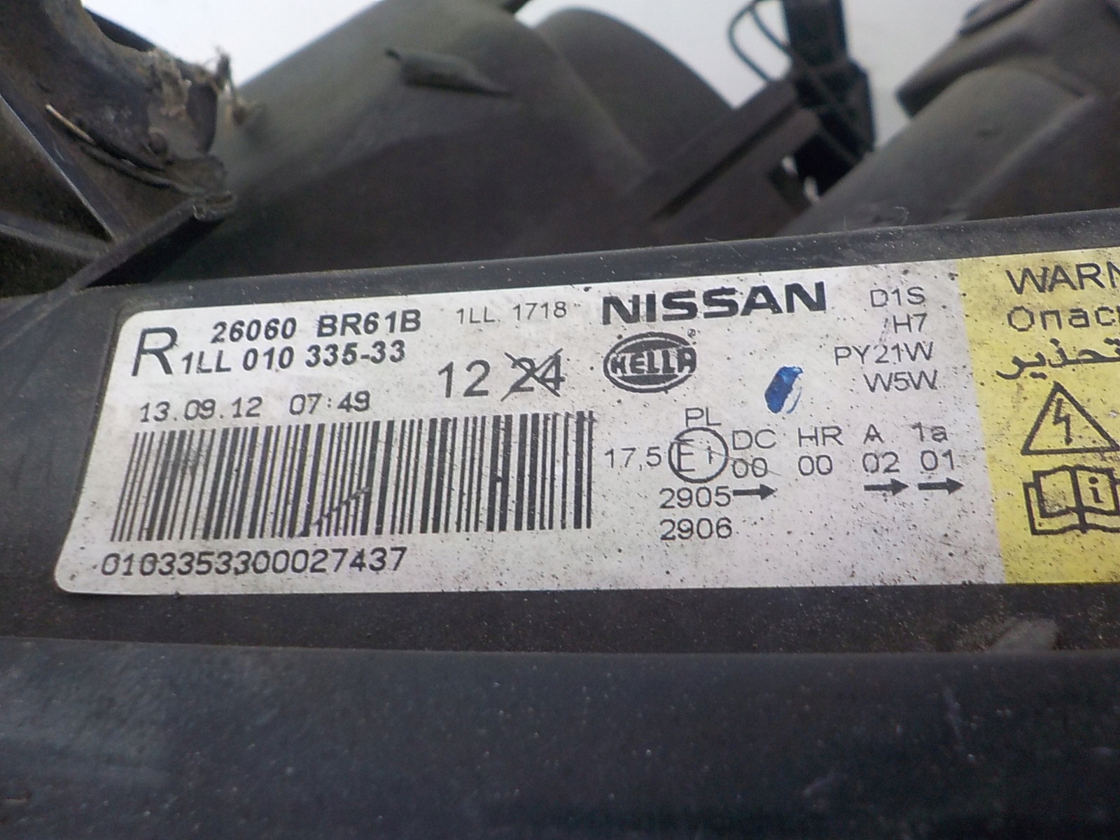 NISSAN QASHQAI J10 XENON LIFT light left front front UK