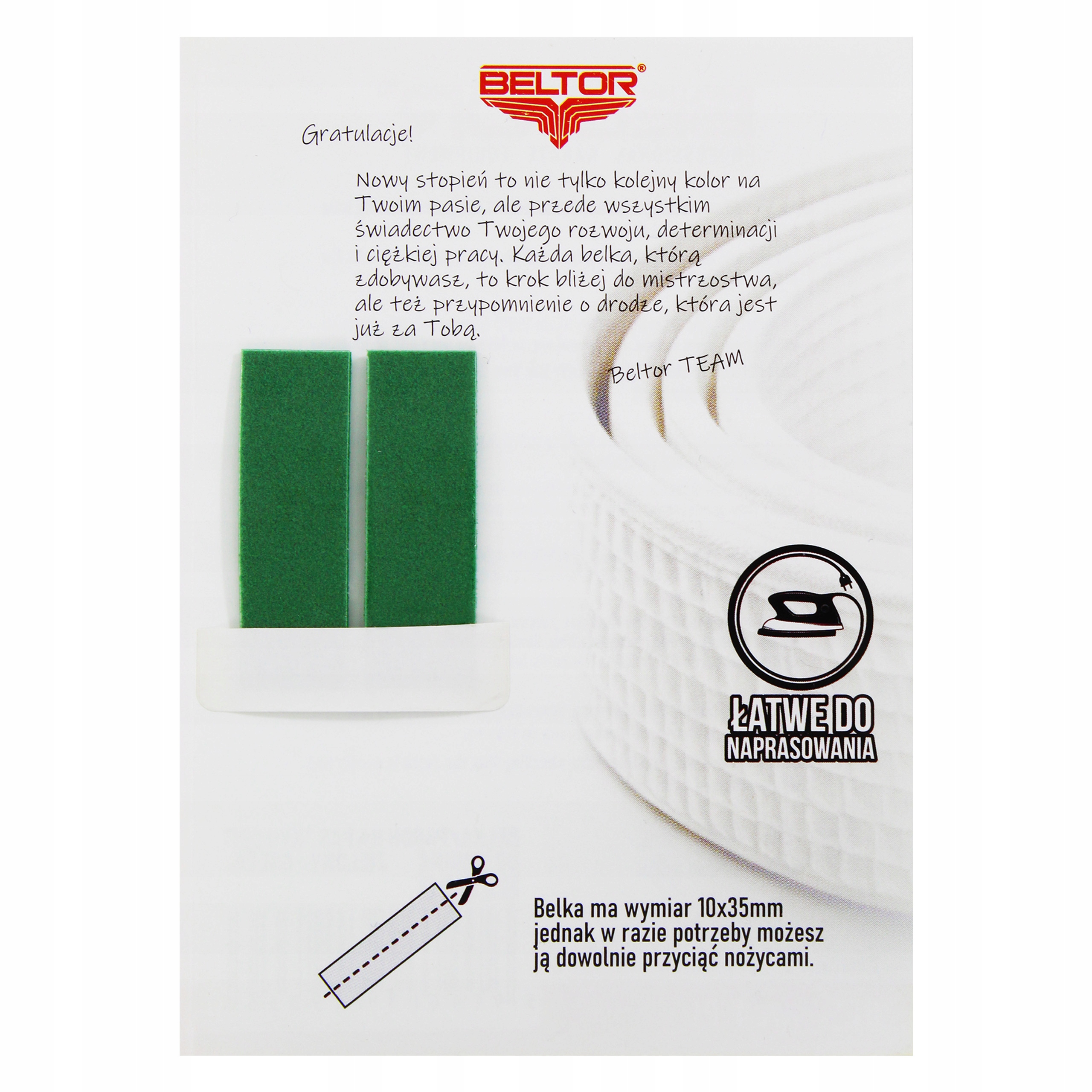 BELTOR BELKI NA OBI PAS DO KIMONA KARATE ZIELONE ZESTAW KOMPLET 2 SZTUKI Długość (cm) 3.5 cm