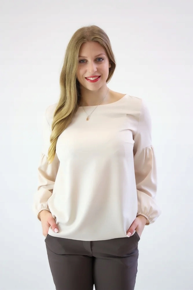 Elegantní bufiaste halenka s rukávy Béžová 46