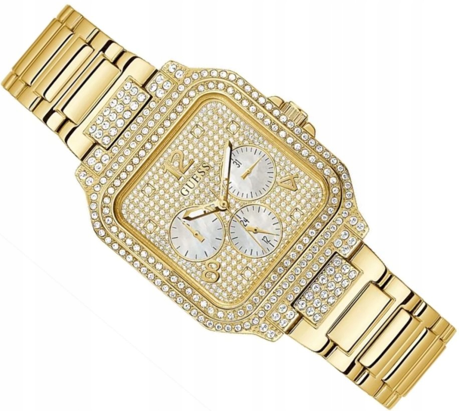 Zlaté Dámské Hodinky Guess GW0472L2 Večerní Lesklé Bižuterní 35 mm