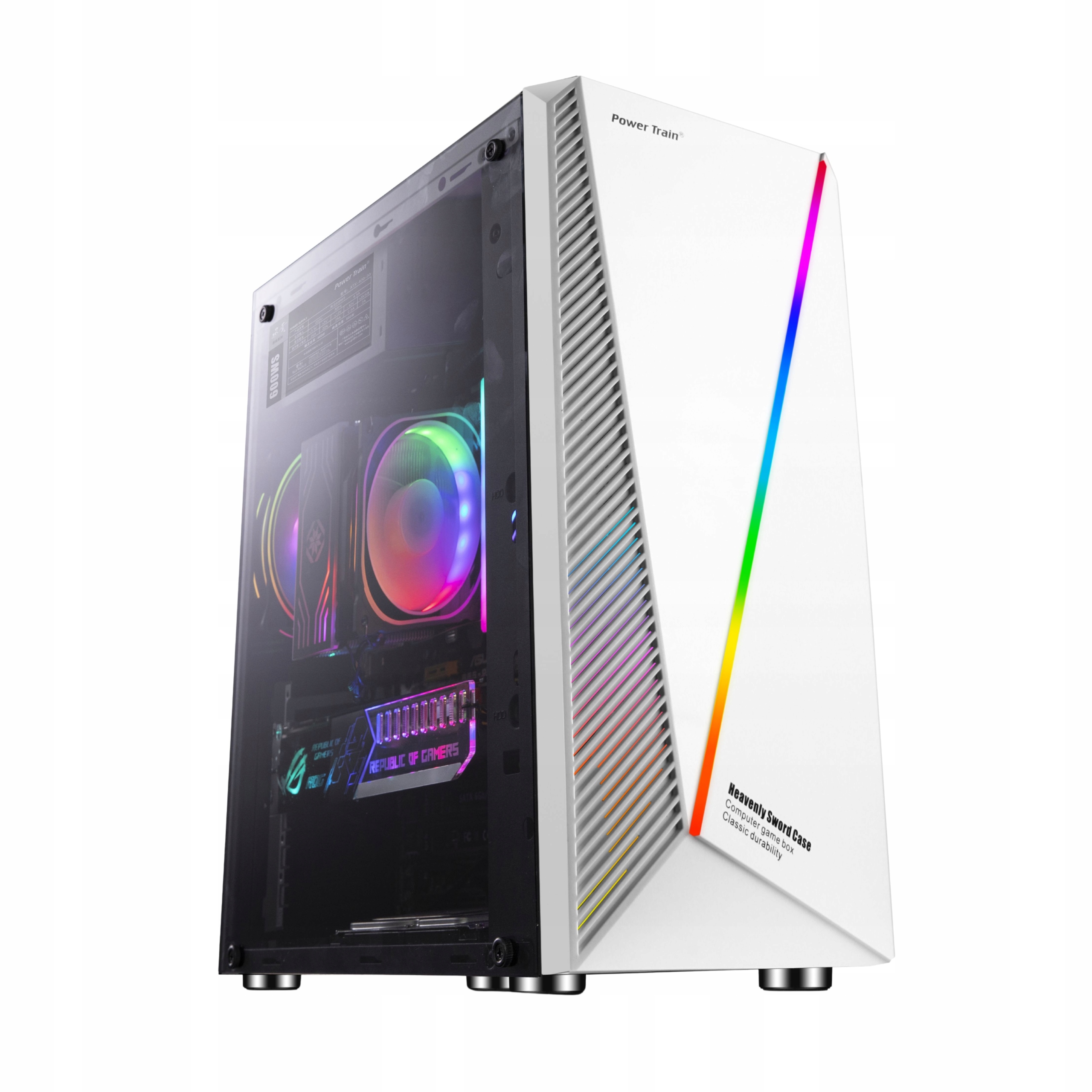 Počítačová Skříň počítačová skříň, 1x ventilátor 120 mm aRGB Led, sklo, bílá barva