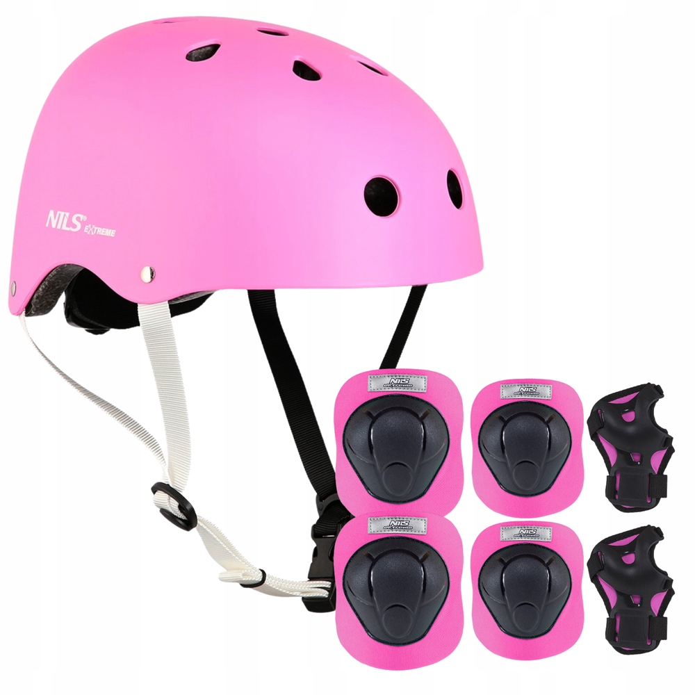 Kask Rowerowy Z Regulacją Dziecięcy Orzeszek 55-58cm Zestaw Ochraniaczy S