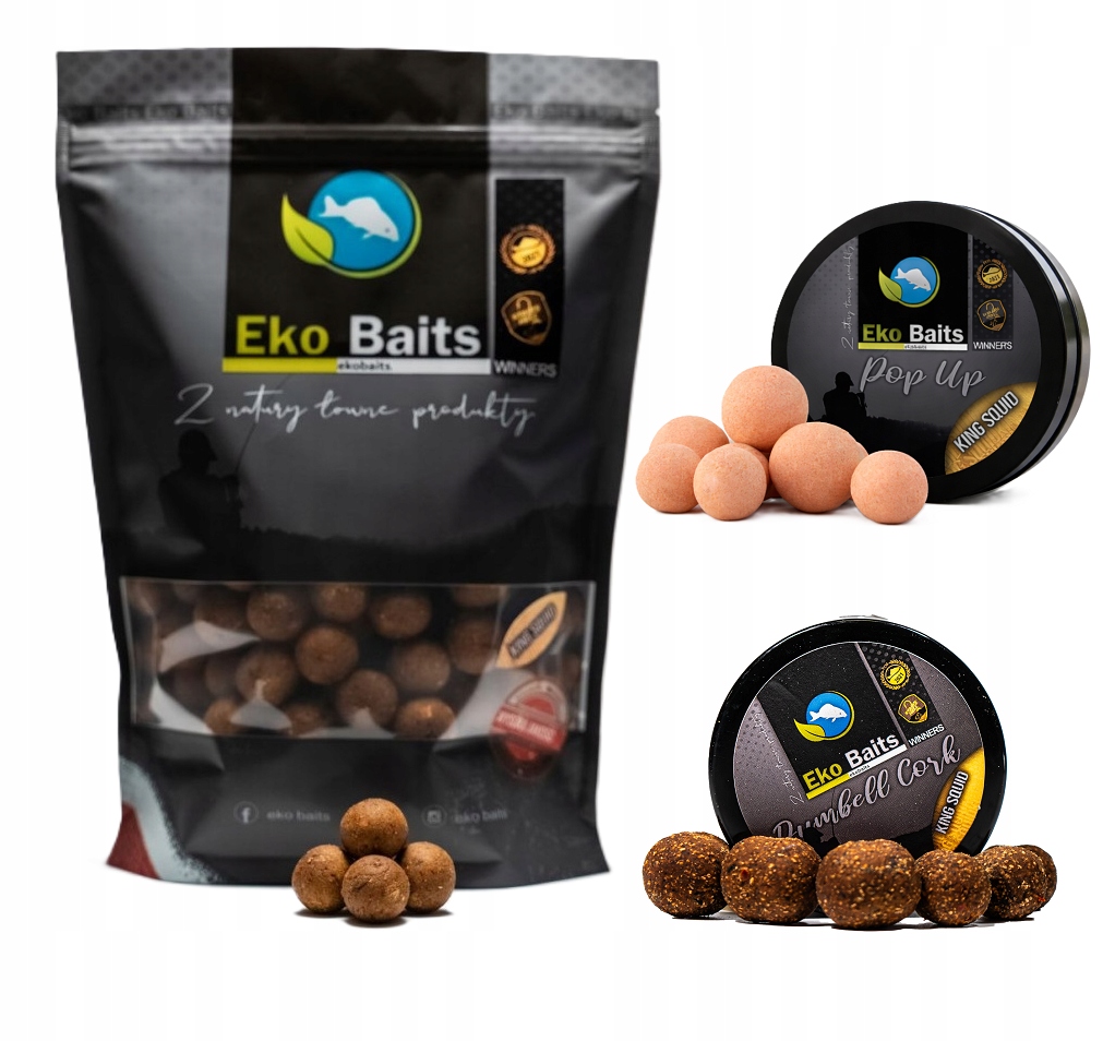 Kaprový set King Squid Proteinové kuličky Wafters Pop Up Scopex Eko Baits