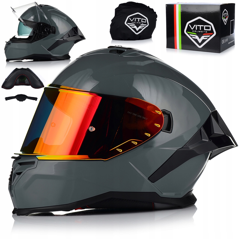 Motocyklová Prilba Vito Presto Aero Nardo Sivý Systém Pinlock Clona