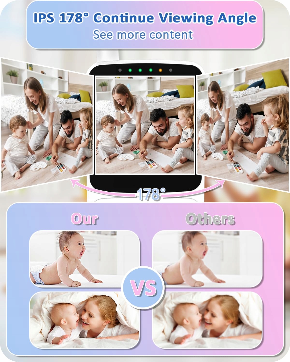 HELLOBABY Monitor Dla Niemowląt Kamera 29h Bateria 2-Way Audio — miniatura 4