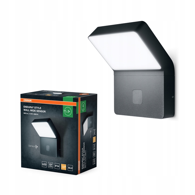Osram Led nástenná lampa Endura Style 12W s pohybovým senzorom, šedá