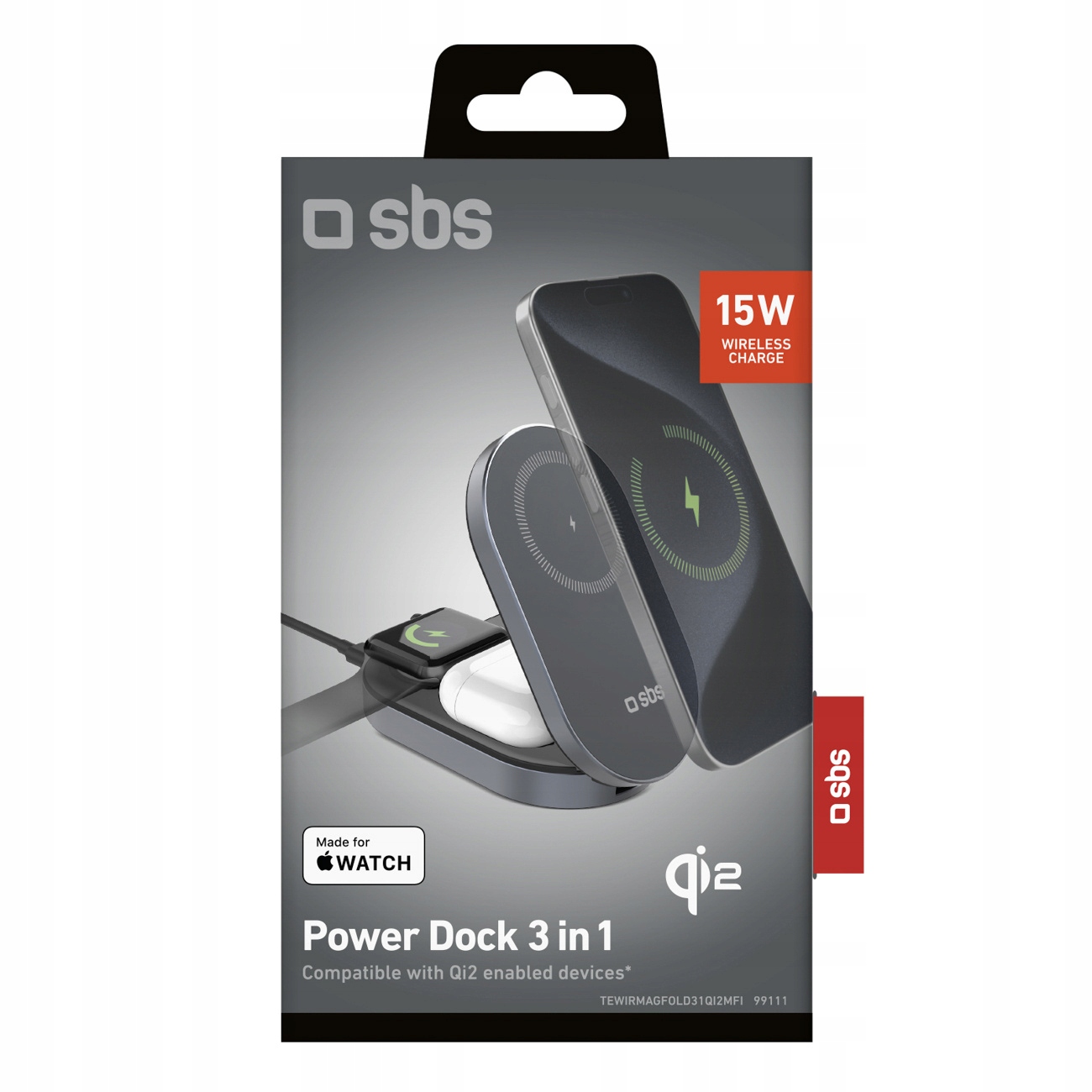 Nabíjacia stanica 3v1 Qi2 MagSafe MFi skladacia čierna Sbs Power Dock