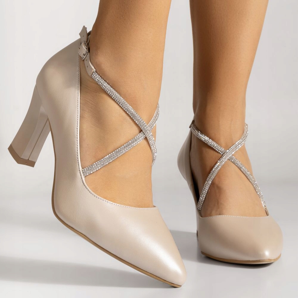 Světlé Pastelové Elegantní Dámské Lodičky Na Retro Podpatku 41