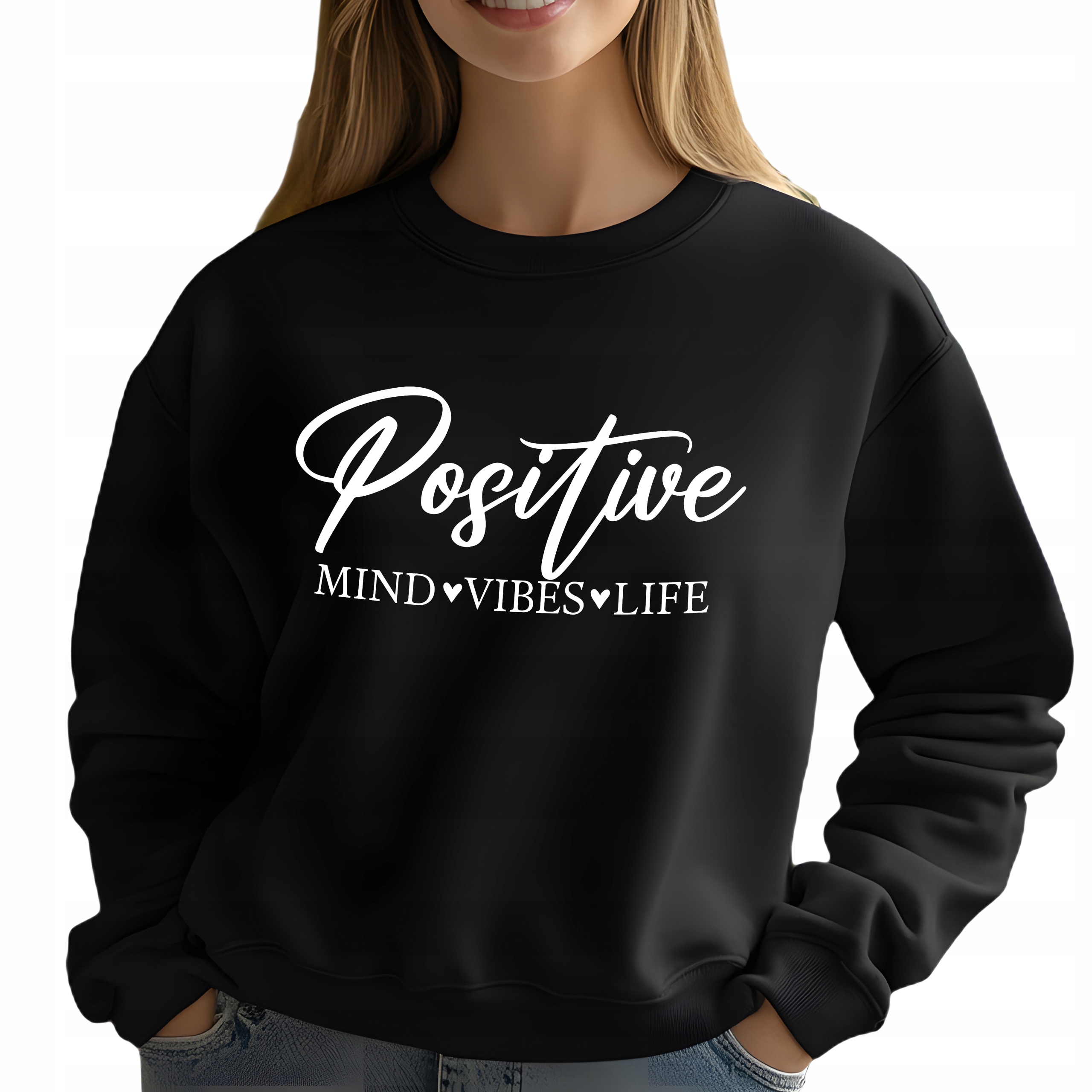 Mikina Černá Positive Vibes jako Dárek Motivující citáty Velikost XL
