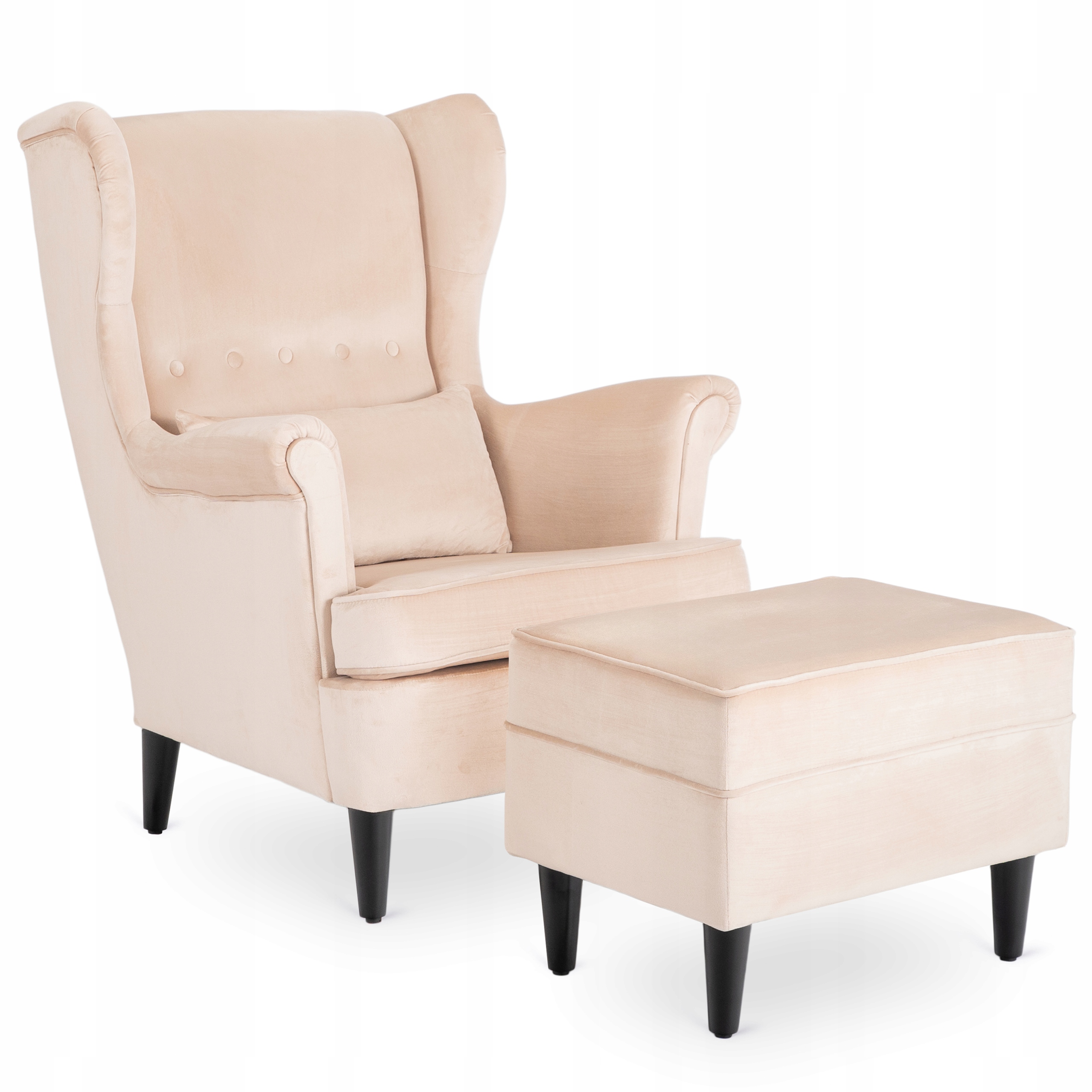 Křeslo Uszak s podnožkou Velurové do obývacího pokoje Béžová Evan 2