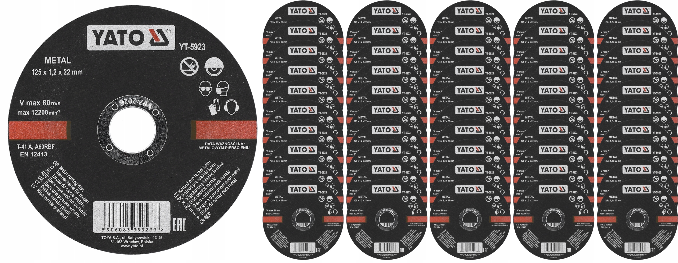 TARCZA DO CIĘCIA METALU 125X1,2X22 MM - 50 SZTUK