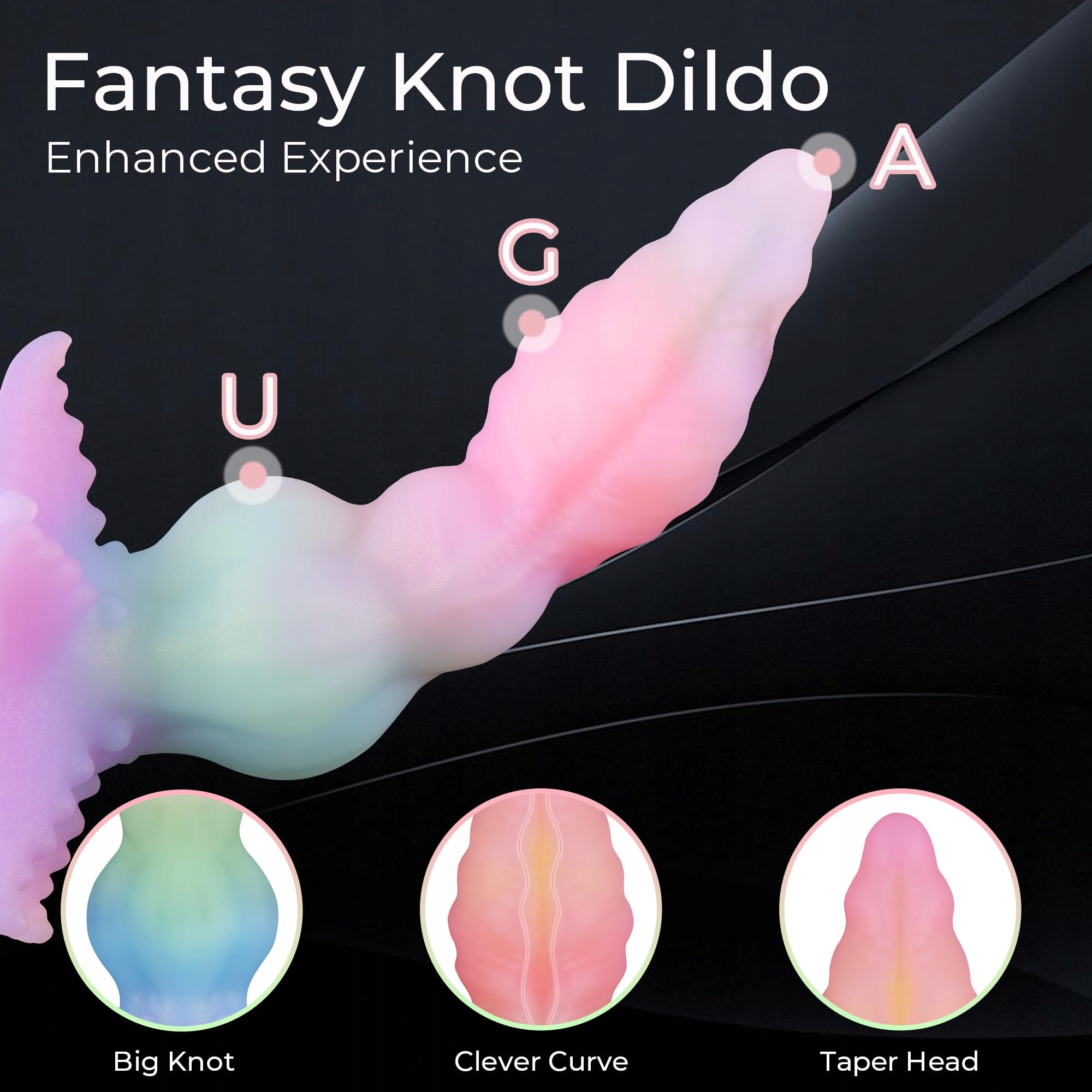 WILDOLO Dildo Silikonowy 25cm Knotendildo Świecący w Ciemności Dla Par — miniatura 4