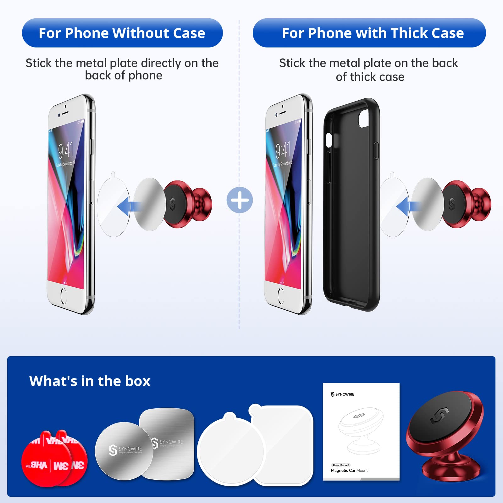 SYNCWIRE Magnetyczny Uchwyt Samochodowy Do Telefonu Uniwersalny Regulowany — miniatura 6